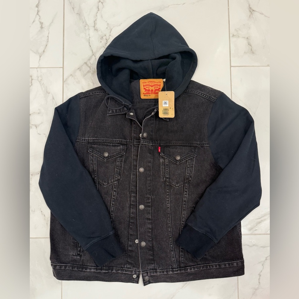NWT - Levi's Men's Hybrid Hoodie, Non-Stretch Denim Trucker Jacket - Size XL